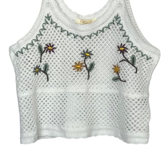 Rebellion Crochet Crop Top Womens Large White New Floral Embroidery - Picture 4 of 9